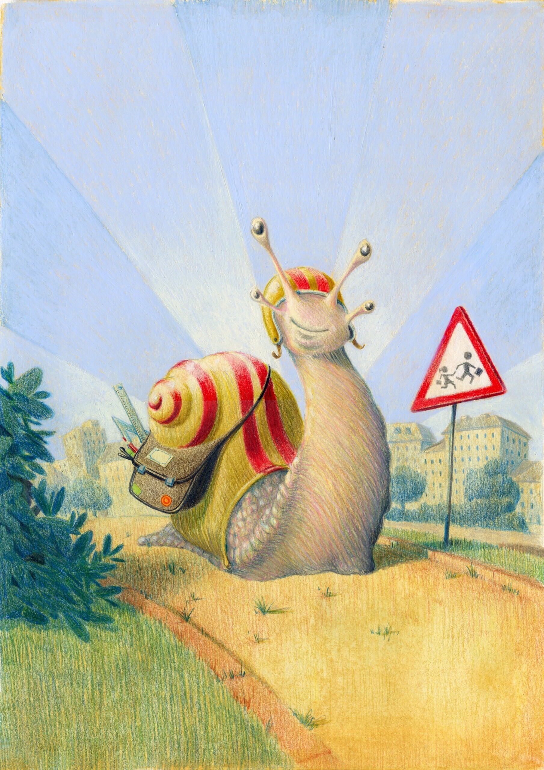 Journée internationale à pied à l'école de l'ATE, illustration d'un escargot sur le chemin de l'école