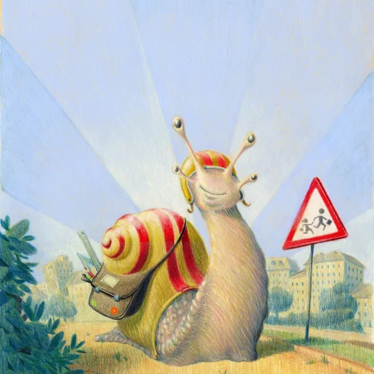 Journée internationale à pied à l'école de l'ATE, illustration d'un escargot sur le chemin de l'école