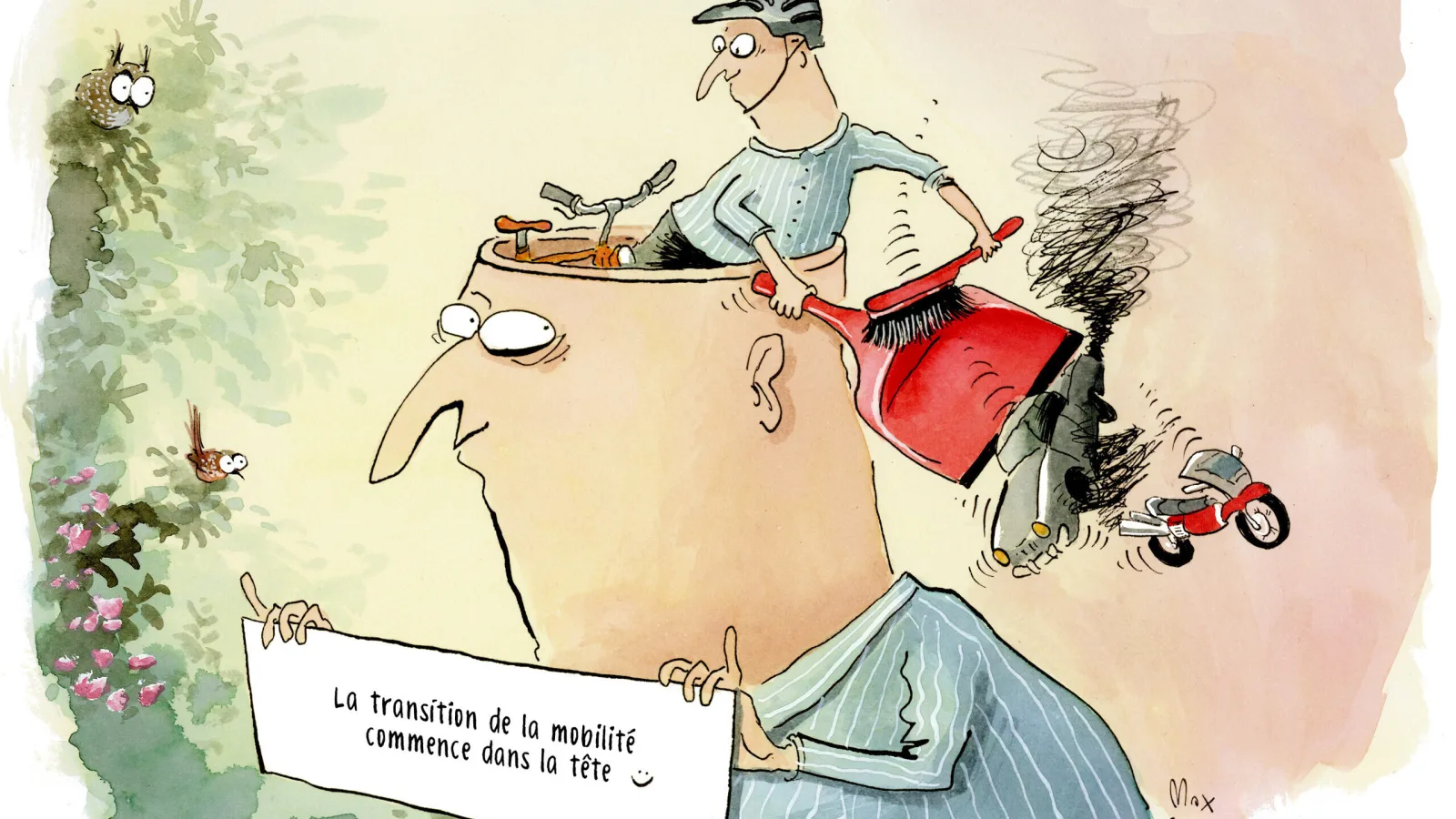 Cartoon Max Spring transition de la mobilité